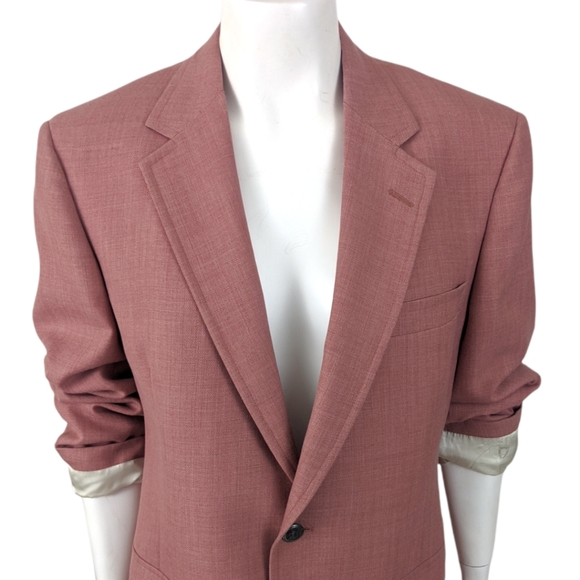 Vintage Oversized Blazer Linen Pink 80s Golf Hart Schaffner & Marx L - Picture 2 of 12